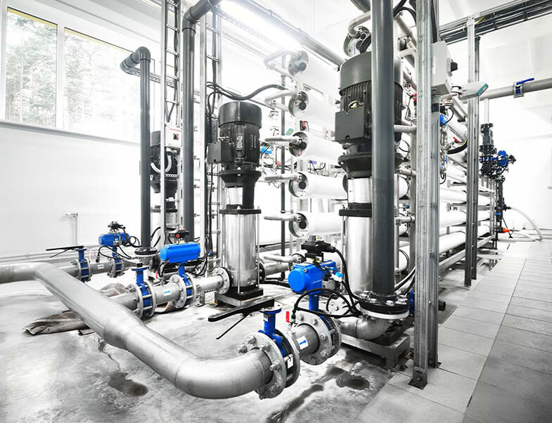 Large pumps in industrial boiler room